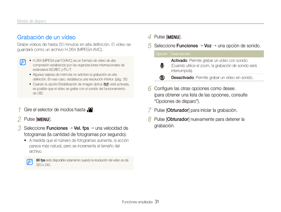 Samsung EC-IT100BBP/E1 manual Grabación de un vídeo, Gire el selector de modos hasta Pulse m 