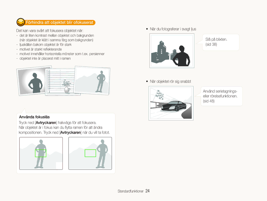 Samsung EC-IT100RBP/E2 manual Förhindra att objektet blir ofokuserat, Det kan vara svårt att fokusera objektet när 