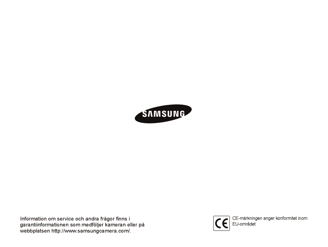 Samsung EC-IT100UBP/E2, EC-IT100BBP/E2, EC-IT100RBP/E2, EC-IT100SBP/E2 manual CE-märkningen anger konformitet inom EU-området 