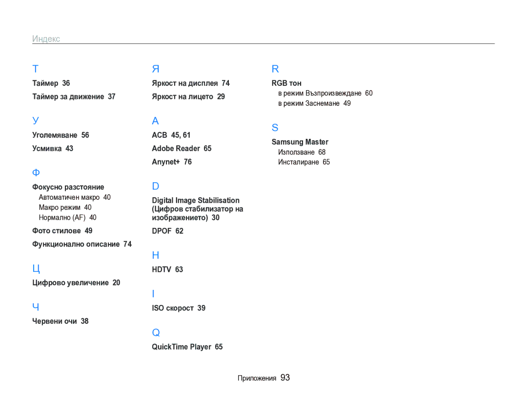 Samsung EC-IT100BBP/E3 manual Автоматичен макро 40 Макро режим 40 Нормално AF, Режим Възпроизвеждане Режим Заснемане 