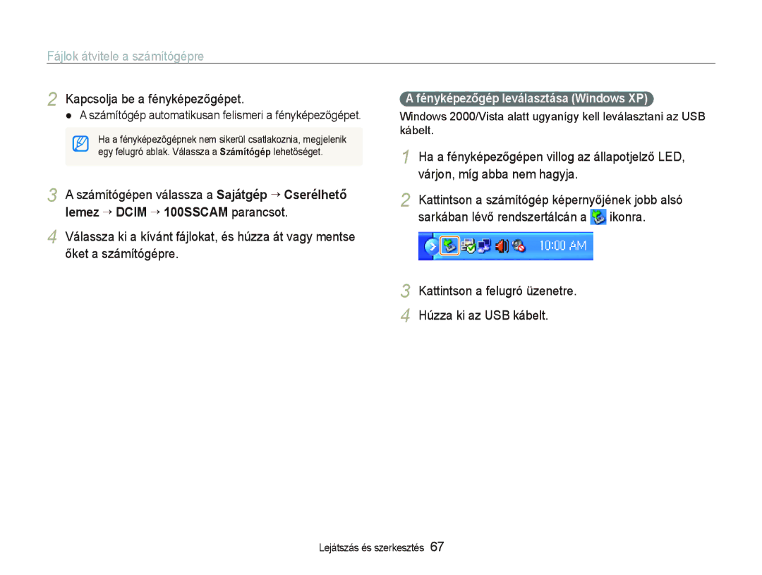 Samsung EC-IT100RBP/E3, EC-IT100BBP/IT Számítógépen válassza a Sajátgép “ Cserélhető, Lemez “ Dcim “ 100SSCAM parancsot 