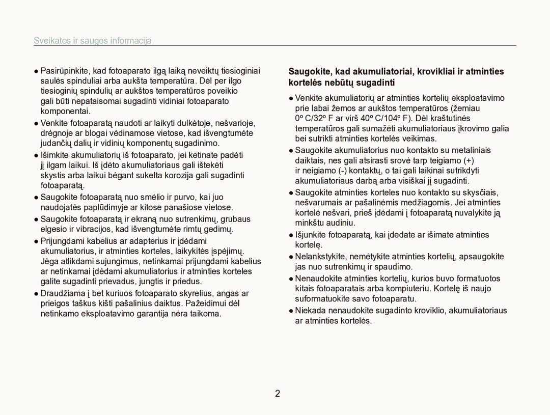 Samsung EC-IT100SBP/RU, EC-IT100BBP/RU manual Sveikatos ir saugos informacija 