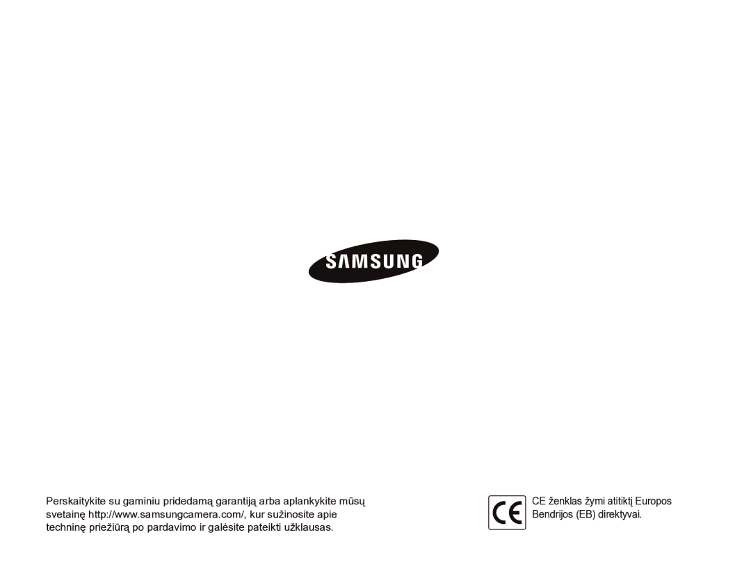 Samsung EC-IT100SBP/RU, EC-IT100BBP/RU manual CE ženklas žymi atitiktį Europos Bendrijos EB direktyvai 