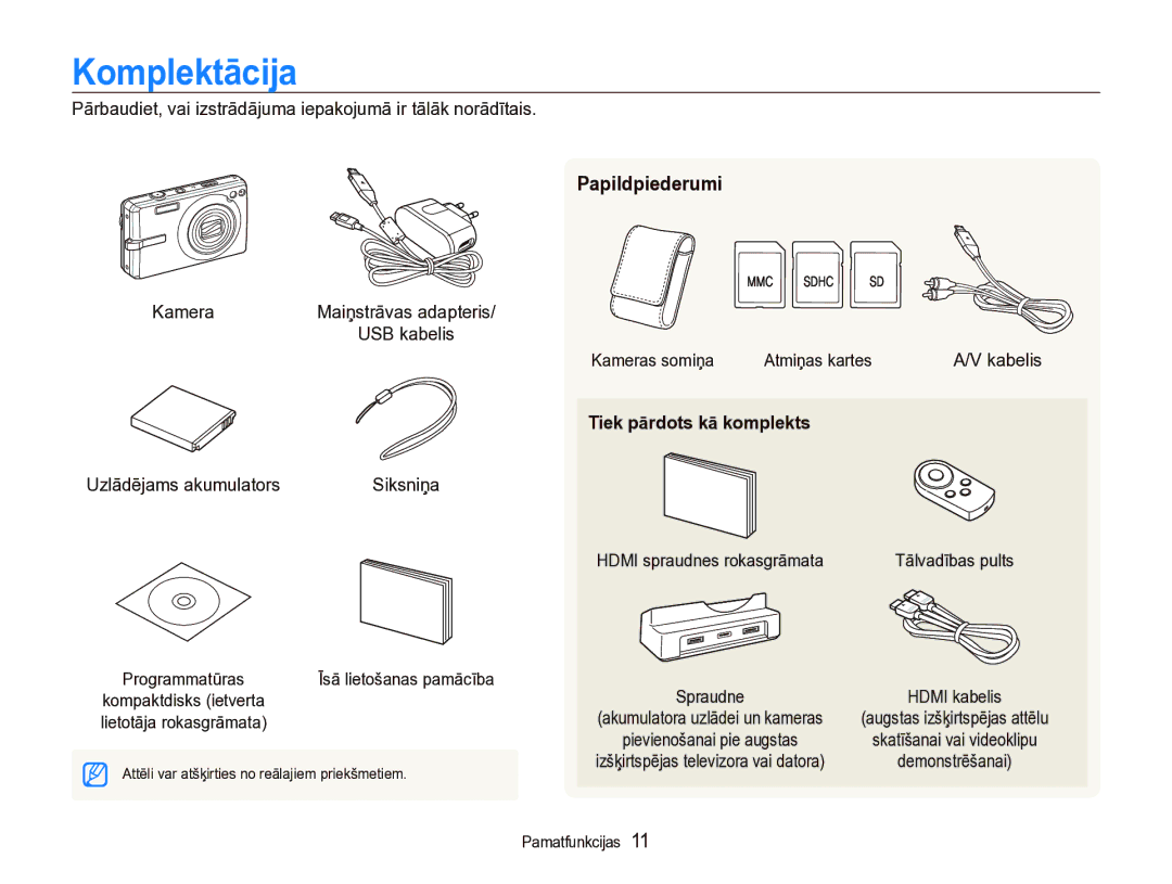 Samsung EC-IT100BBP/RU, EC-IT100SBP/RU manual Komplektācija, Papildpiederumi, Tiek pārdots kā komplekts 