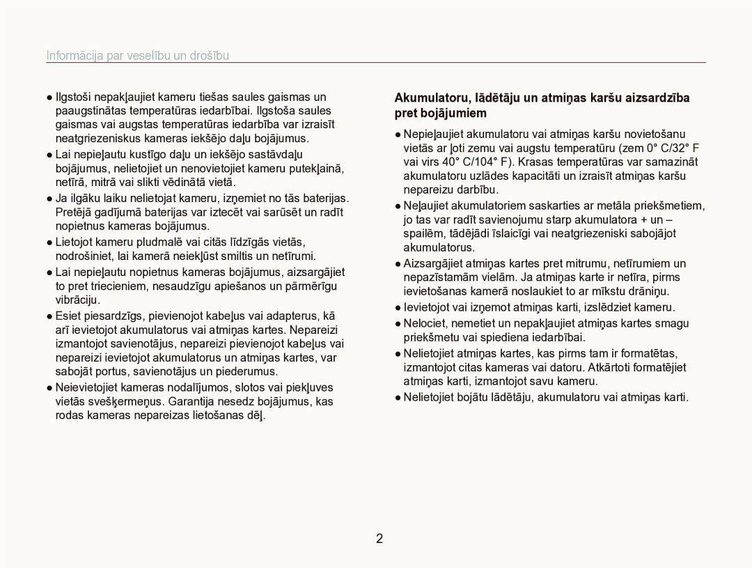 Samsung EC-IT100SBP/RU, EC-IT100BBP/RU manual Informācija par veselību un drošību 