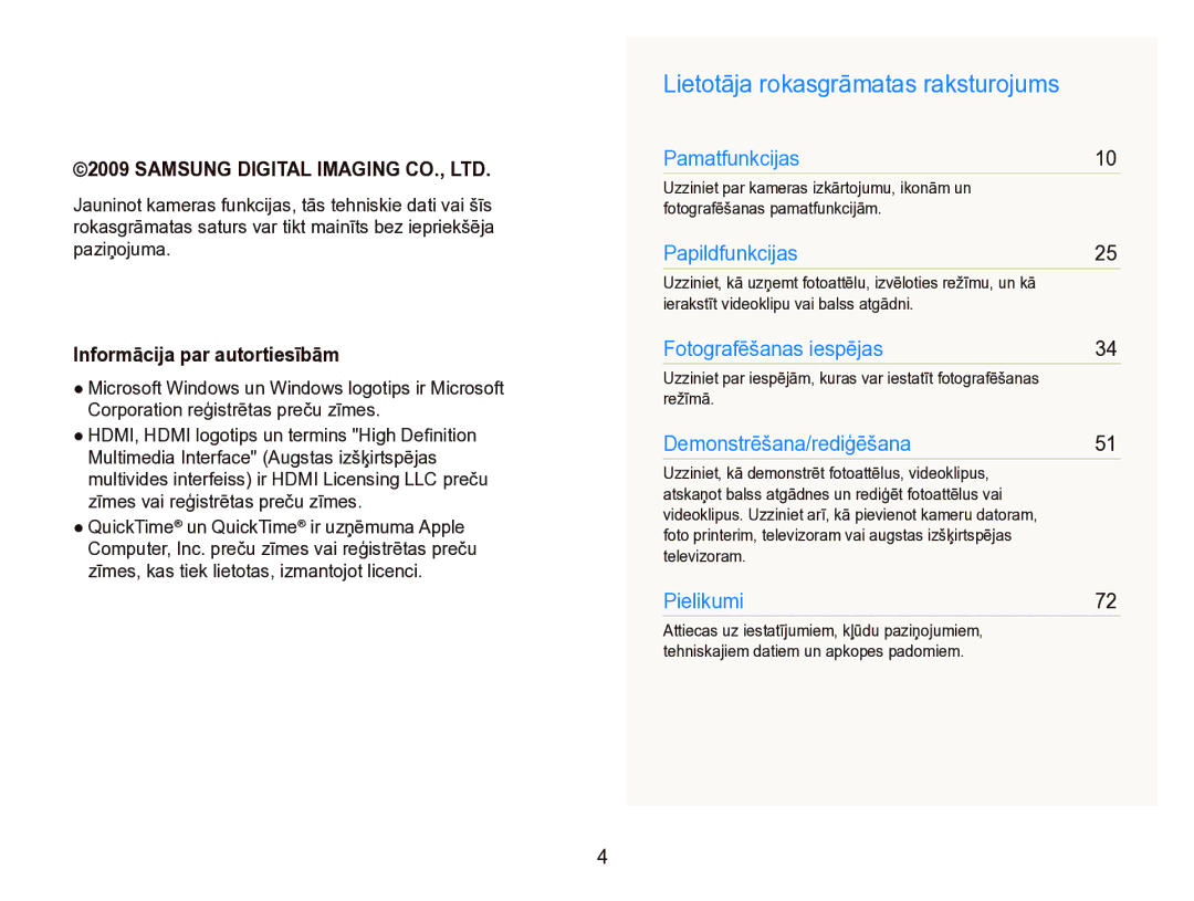 Samsung EC-IT100SBP/RU, EC-IT100BBP/RU manual Lietotāja rokasgrāmatas raksturojums, Informācija par autortiesībām 