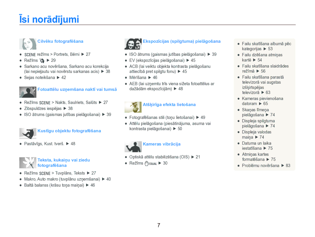 Samsung EC-IT100BBP/RU, EC-IT100SBP/RU manual Īsi norādījumi, Cilvēku fotografēšana 