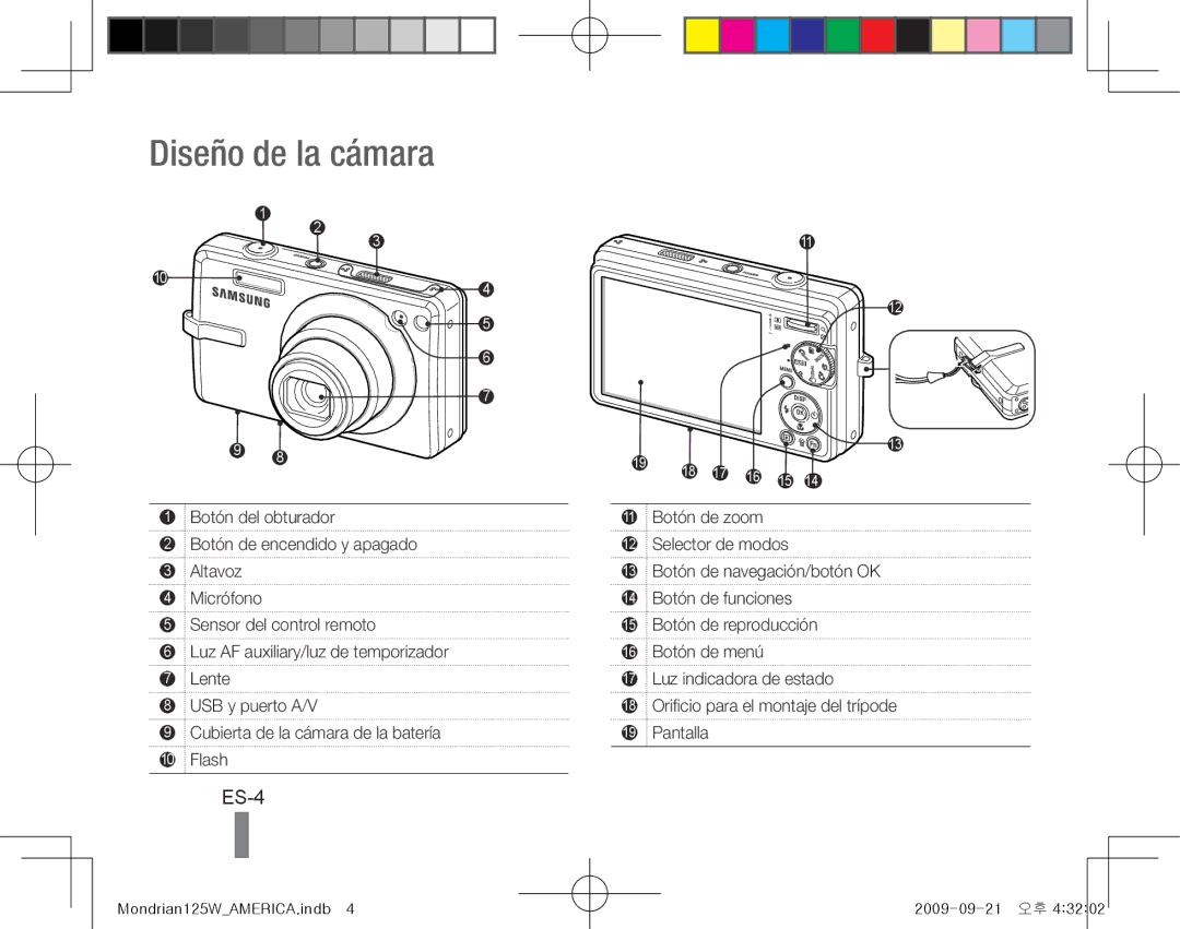 Samsung EC-IT100SDP/ME, EC-IT100UBP/FR, EC-IT100SBP/FR, EC-IT100BBP/FR, EC-IT100RBP/FR manual Diseño de la cámara, ES-4 