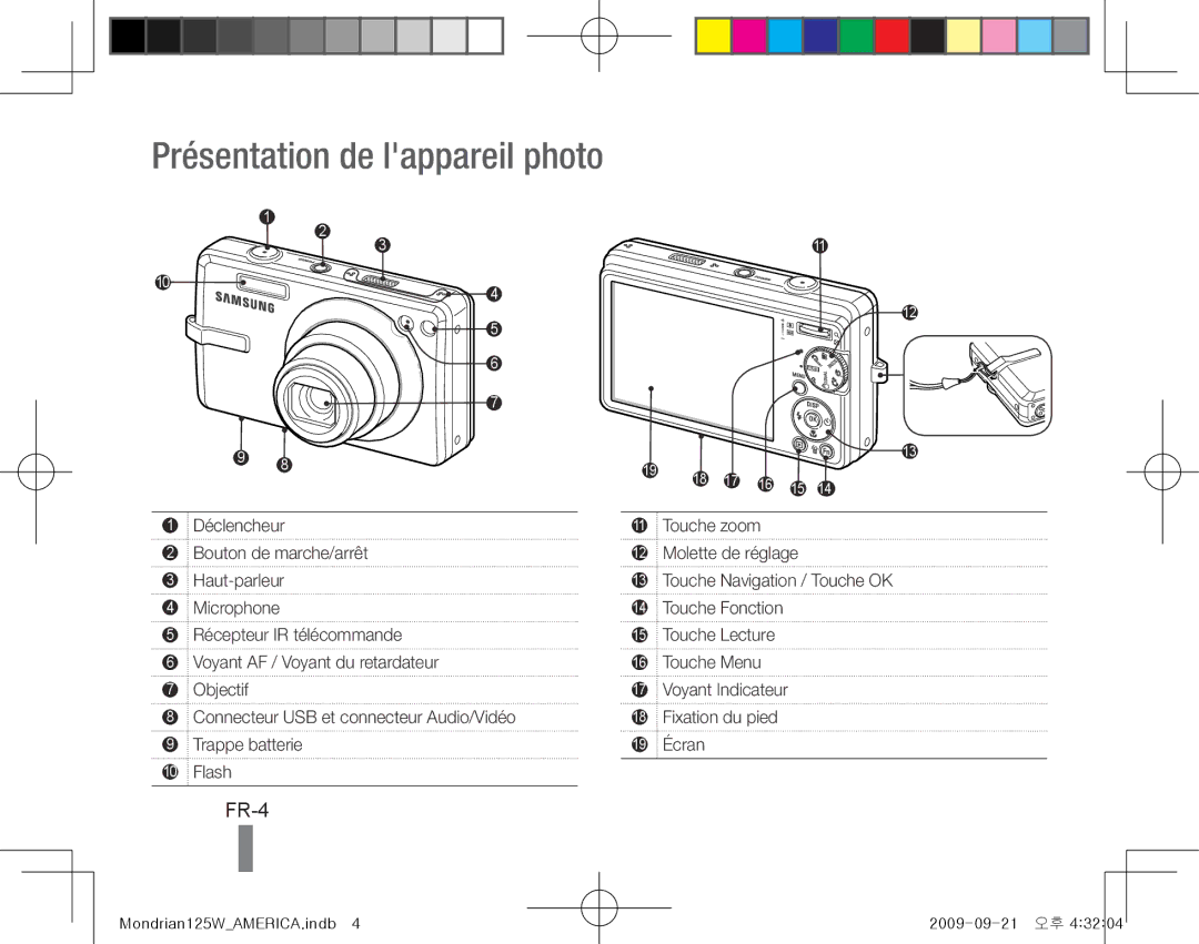 Samsung EC-IT100BBP/RU, EC-IT100UBP/FR, EC-IT100SBP/FR, EC-IT100BBP/FR manual Présentation de lappareil photo, FR-4, Flash 