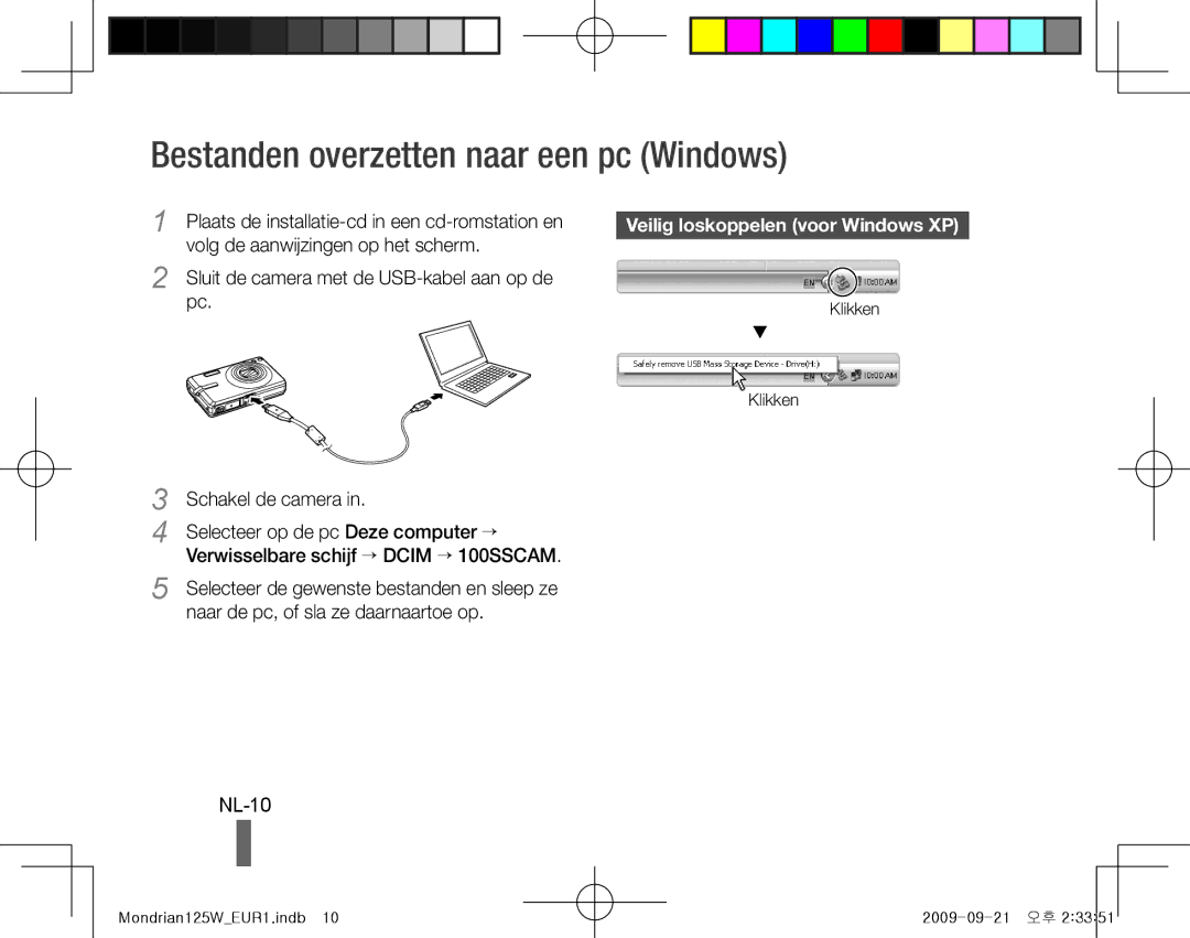 Samsung EC-IT100UBP/VN, EC-IT100UBP/FR Bestanden overzetten naar een pc Windows, NL-10, Veilig loskoppelen voor Windows XP 