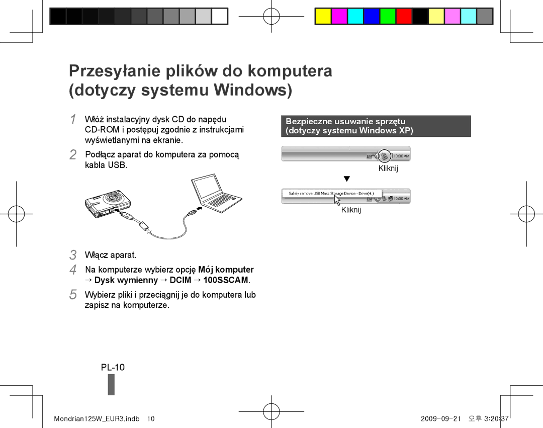 Samsung EC-IT100BBP/IT Przesyłanie plików do komputera dotyczy systemu Windows, PL-10, → Dysk wymienny → Dcim → 100SSCAM 