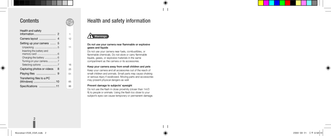 Samsung EC-IT100BBP/FR, EC-IT100UBP/FR, EC-IT100SBP/FR, EC-IT100RBP/FR manual Contents, Health and safety information 