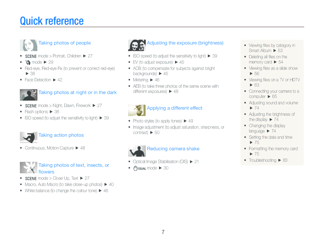 Samsung EC-IT100ABA/IT, EC-IT100UBP/FR, EC-IT100SBP/FR, EC-IT100BBP/FR manual Quick reference, Taking photos of people 