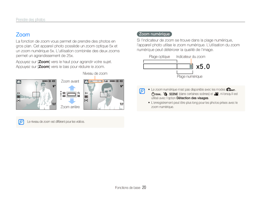 Samsung EC-IT100SBP/FR, EC-IT100UBP/FR, EC-IT100BBP/FR, EC-IT100RBP/FR manual Prendre des photos, Zoom numérique 