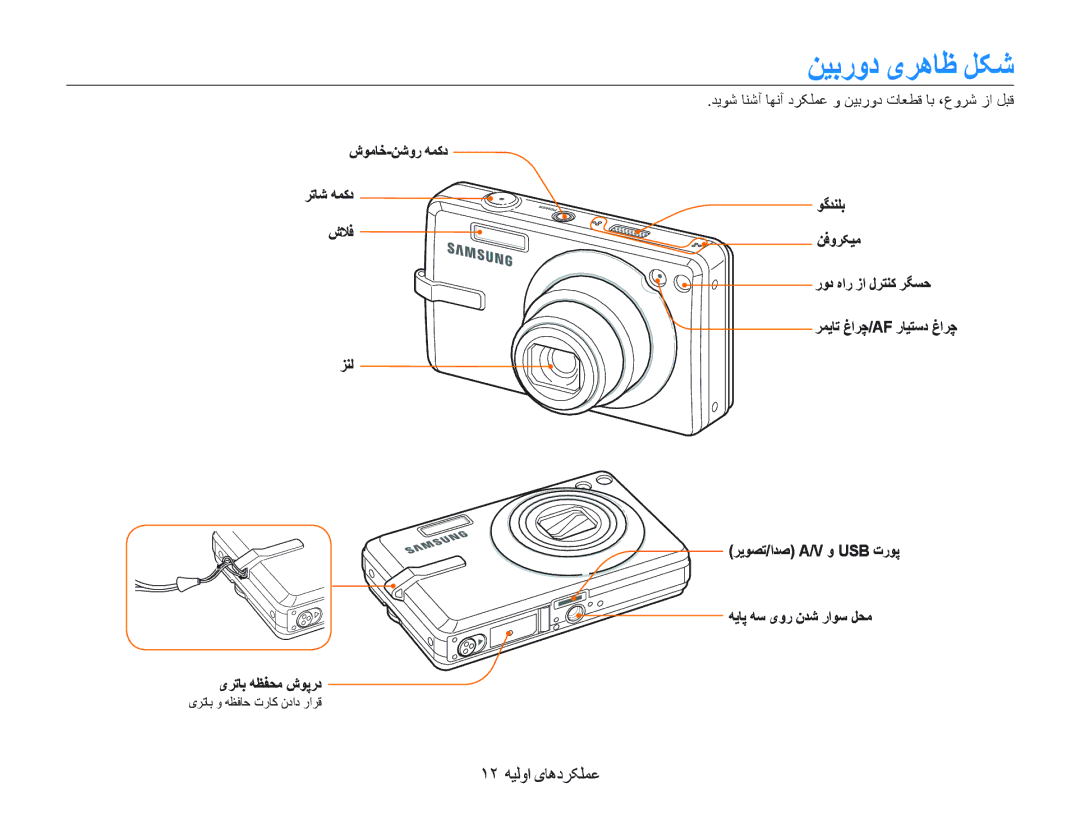 Samsung EC-IT100BBP/ME manual ﻦﻴﺑﺭﻭﺩ یﺮﻫﺎﻇ ﻞﮑﺷ, ١٢ ﻪﻴﻟﻭﺍ یﺎﻫﺩﺮﮑﻠﻤﻋ, ﺵﻮﻣﺎﺧ-ﻦﺷﻭﺭ ﻪﻤﮐﺩ ﺮﺗﺎﺷ ﻪﻤﮐﺩ ﺵﻼﻓ ﺰﻨﻟ یﺮﺗﺎﺑ ﻪﻈﻔﺤﻣ ﺵﻮﭘﺭﺩ 