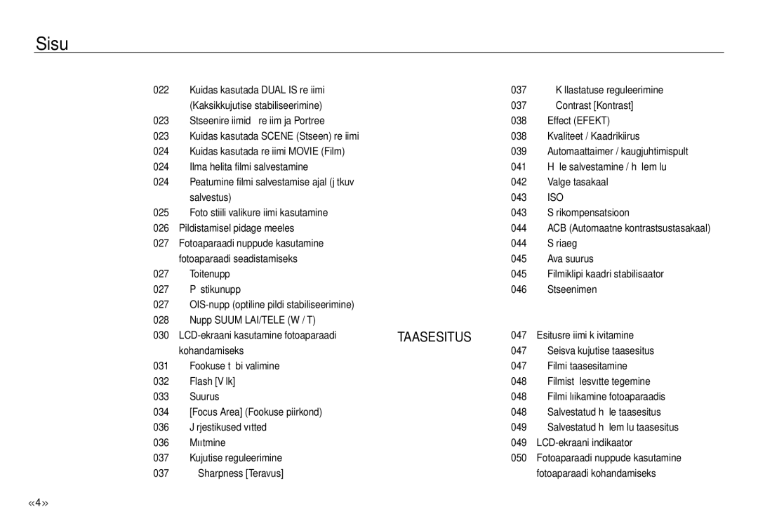 Samsung EC-J45ABDA/EU3 manual Taasesitus 