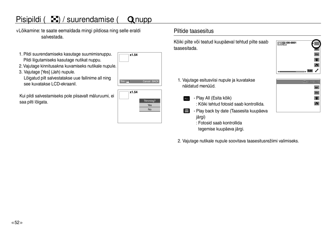 Samsung EC-J45ABDA/EU3 manual Piltide taasesitus, Play All Esita kõik, Järgi 