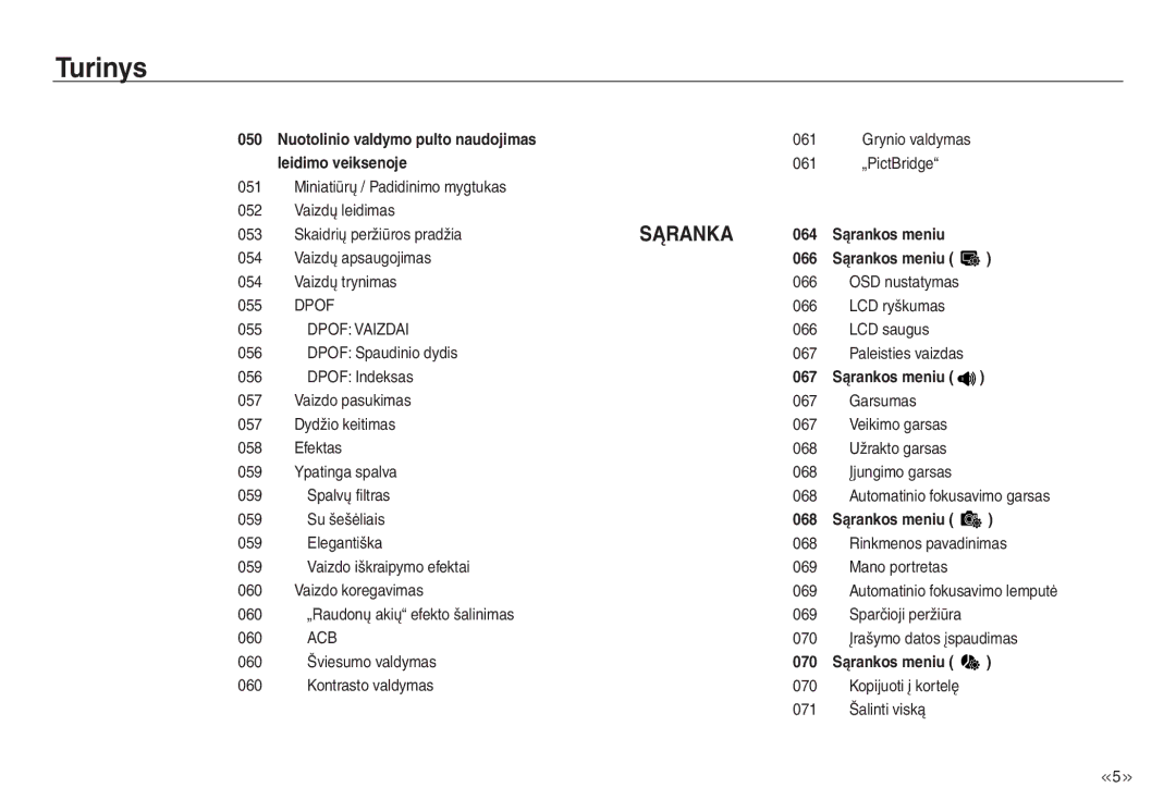 Samsung EC-J45ABDA/EU3 manual Dpof Vaizdai, Acb 