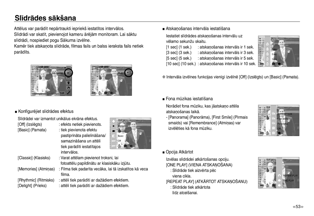 Samsung EC-J45ABDA/EU3 manual Slīdrādes sākšana, Slīdrādi, nospiediet pogu Sākuma izvēlne, Parādīts 