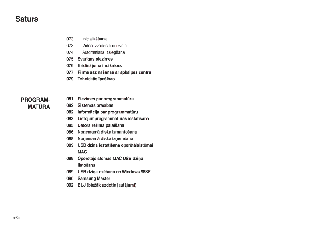 Samsung EC-J45ABDA/EU3 manual PROGRAM- Matūra 