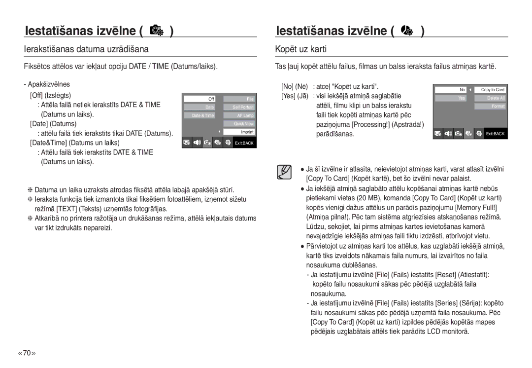 Samsung EC-J45ABDA/EU3 manual Ierakstīšanas datuma uzrādīšana, No Nē atceļ Kopēt uz karti, Nosaukuma 