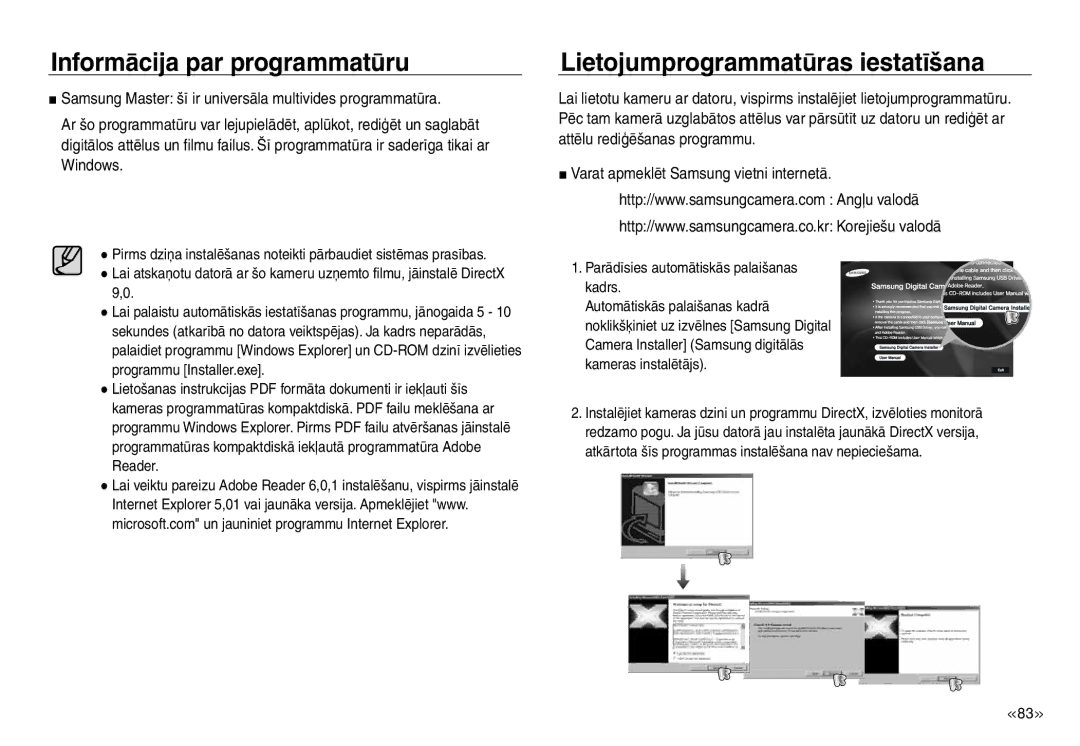 Samsung EC-J45ABDA/EU3 manual Lietojumprogrammatūras iestatīšana 