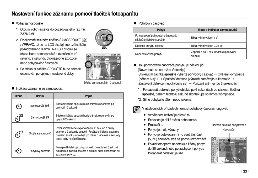 Samsung EC-L100ZBHA/E3, EC-L100ZBDA/E3, EC-L100ZSDA/E3, EC-L100ZSHA/E3 manual Záznamu 