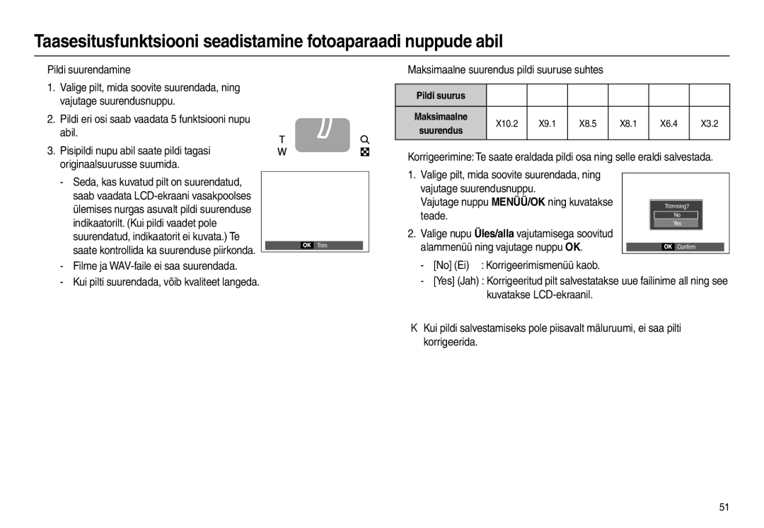 Samsung EC-L100ZSBA/RU, EC-L100ZBBA/RU manual „ Pildi suurendamine, Vajutage suurendusnuppu, Abil, Originaalsuurusse suumida 