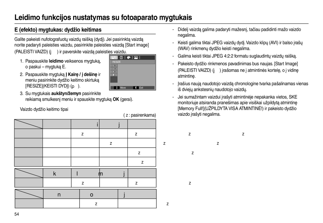 Samsung EC-L100ZBBA/RU, EC-L100ZSBA/RU manual Efekto mygtukas dydžio keitimas 