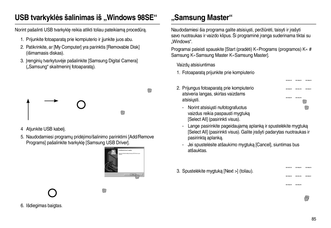 Samsung EC-L100ZSBA/RU, EC-L100ZBBA/RU manual „Samsung Master, Išdiegimas baigtas 