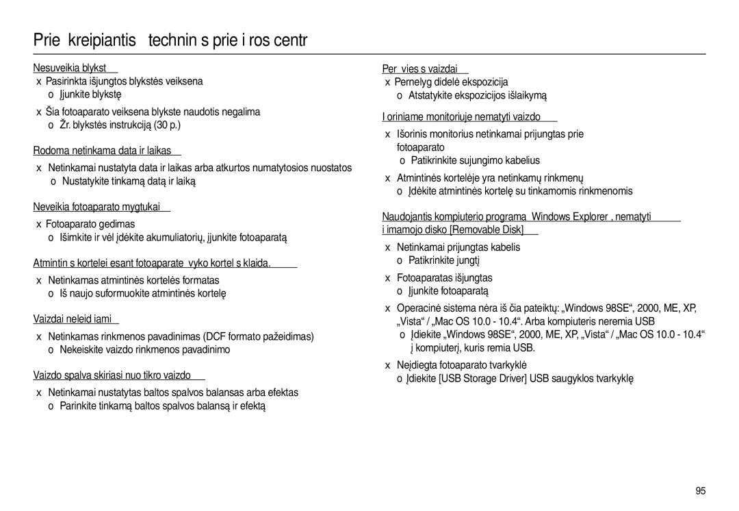 Samsung EC-L100ZSBA/RU, EC-L100ZBBA/RU Nesuveikia blykstė, Rodoma netinkama data ir laikas, Neveikia fotoaparato mygtukai 