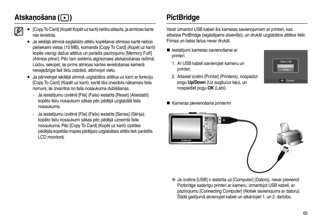 Samsung EC-L100ZSBA/RU, EC-L100ZBBA/RU manual PictBridge 