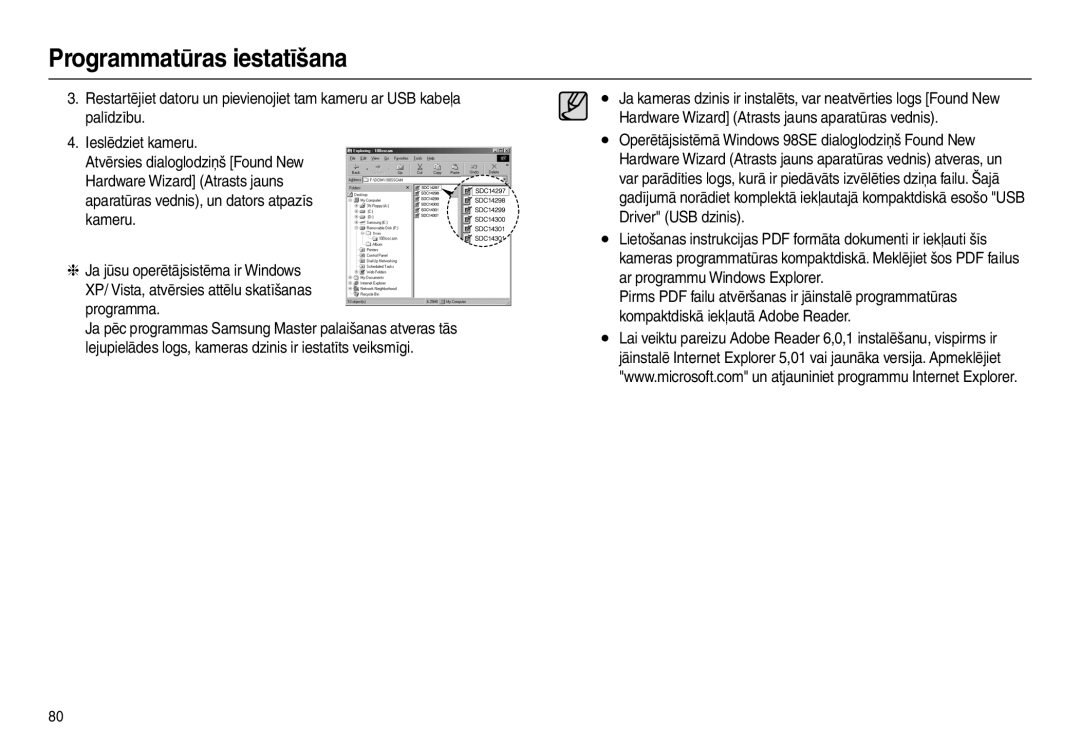 Samsung EC-L100ZBBA/RU, EC-L100ZSBA/RU manual Programmatūras iestatīšana 