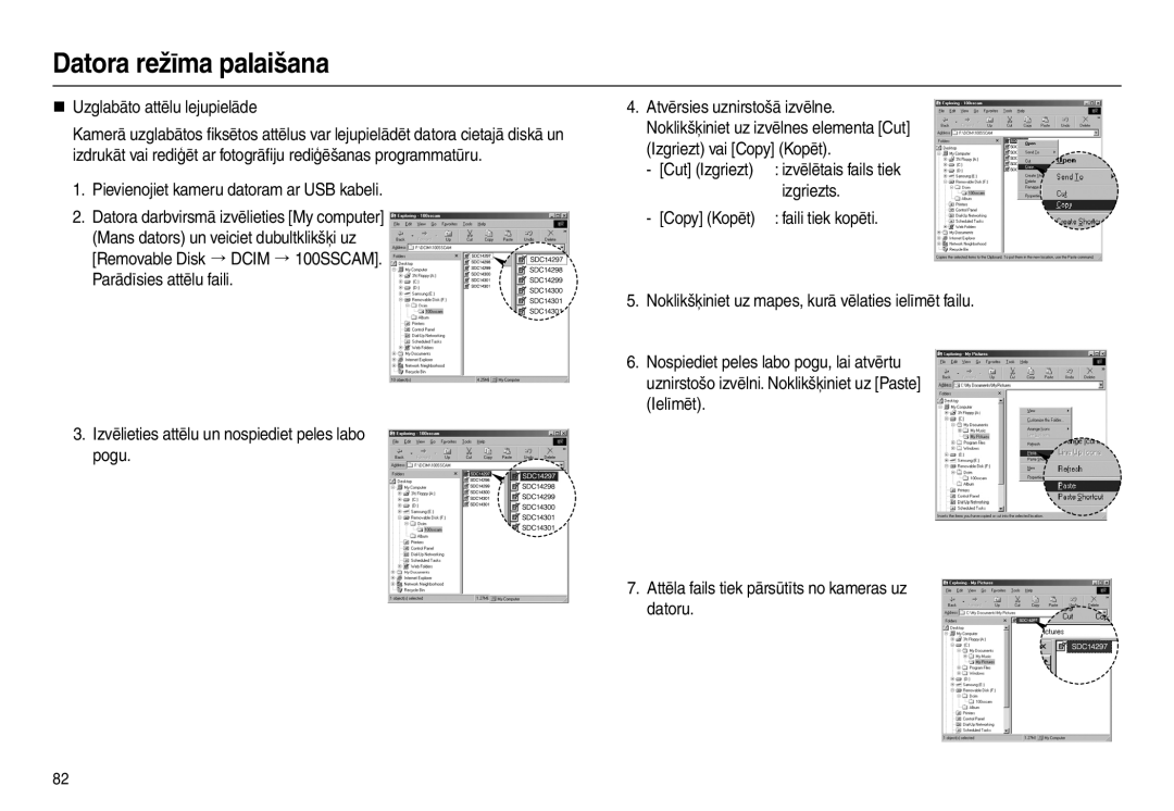 Samsung EC-L100ZBBA/RU manual „ Uzglabāto attēlu lejupielāde, Pievienojiet kameru datoram ar USB kabeli, Izgriezts 