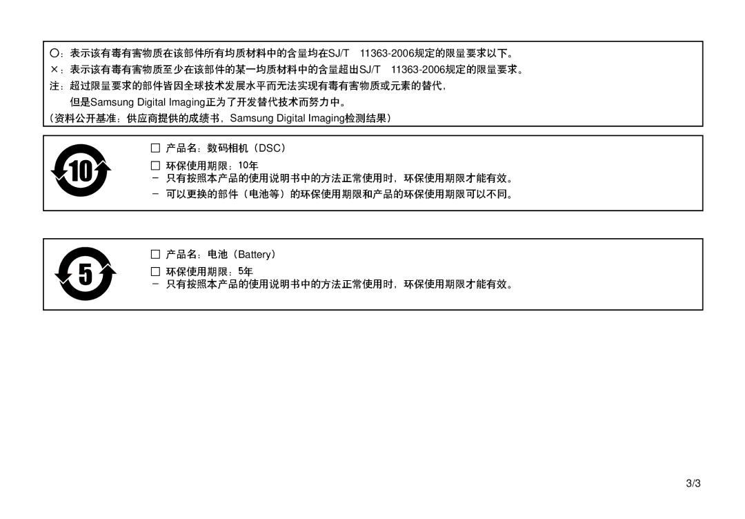 Samsung EC-L100ZUBA/E1, EC-L100ZUDA/E3, EC-L100ZBDA/E3, EC-L100ZBBA/FR manual 但是Samsung Digital Imaging正为了开发替代技术而努力中。 