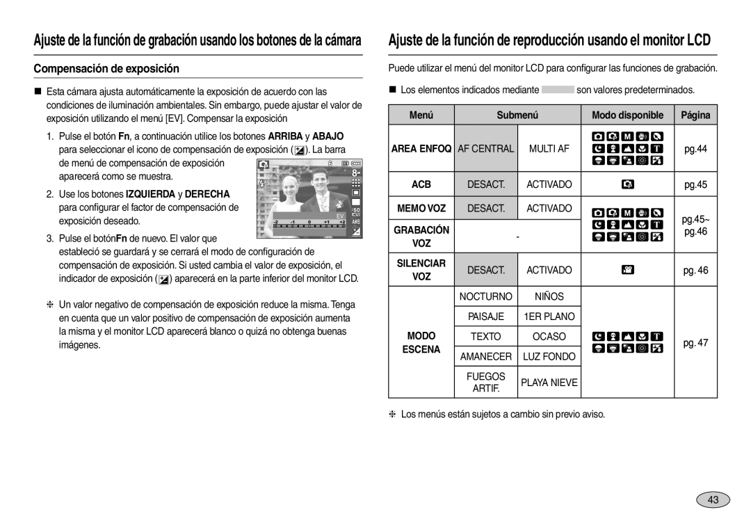 Samsung EC-L100ZSBB/E1 manual Compensación de exposición, Ajuste de la función de reproducción usando el monitor LCD 