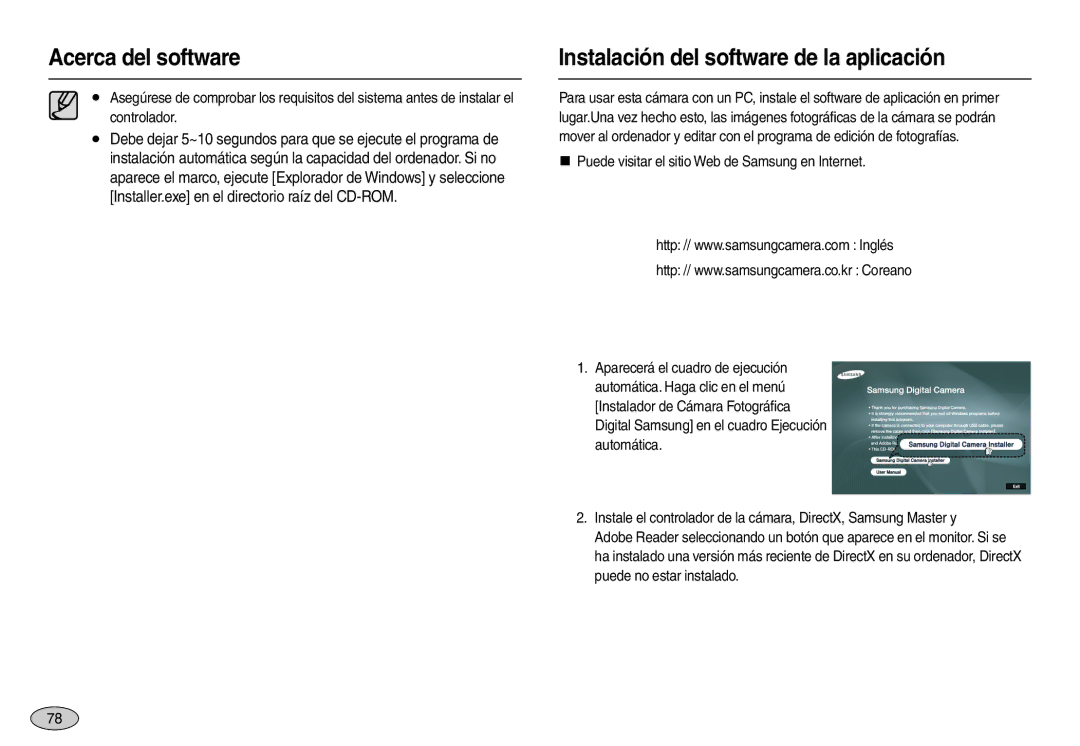 Samsung EC-L100ZPFE/ZA, EC-L100ZUDA/E3, EC-L100ZBDA/E3, EC-L100ZSDA/E3 manual Instalación del software de la aplicación 