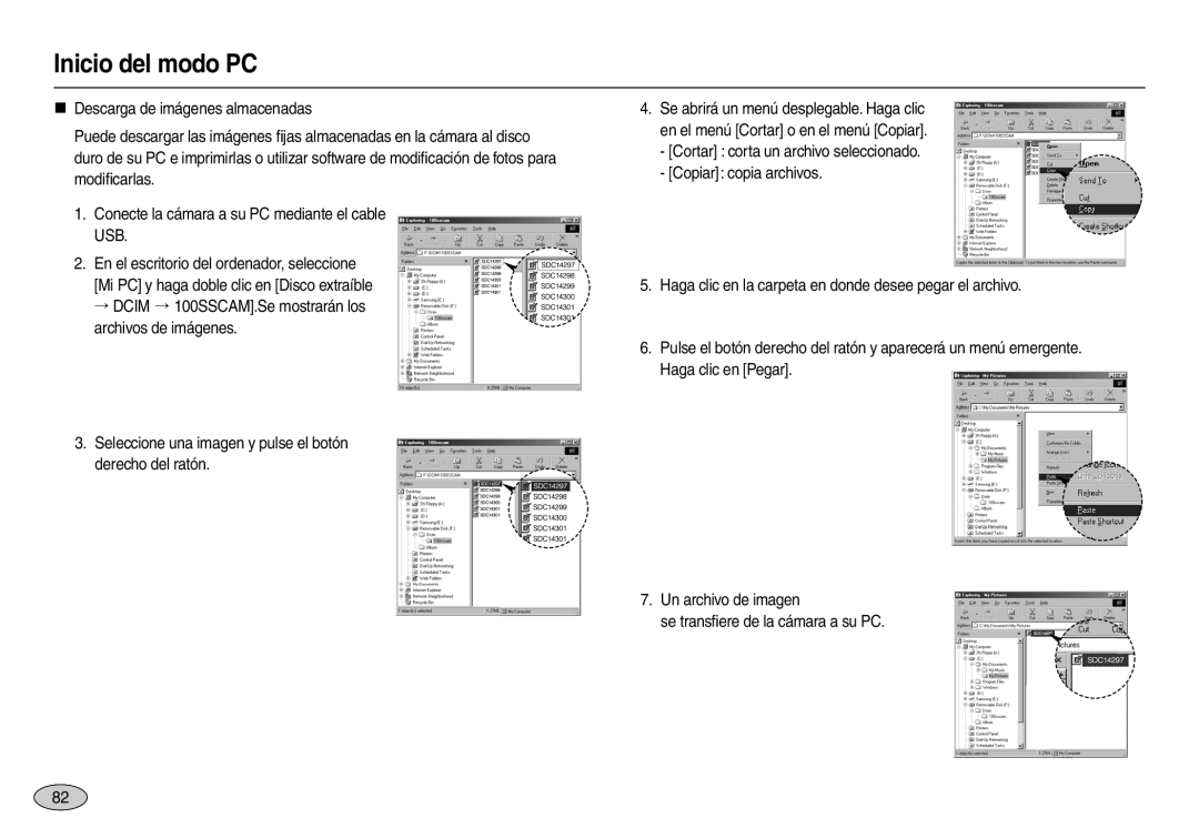 Samsung EC-L100ZRFA/E1, EC-L100ZUDA/E3, EC-L100ZBDA/E3, EC-L100ZSDA/E3, EC-L100ZRDA/E3, EC-L100ZPDA/E3 manual Inicio del modo PC 