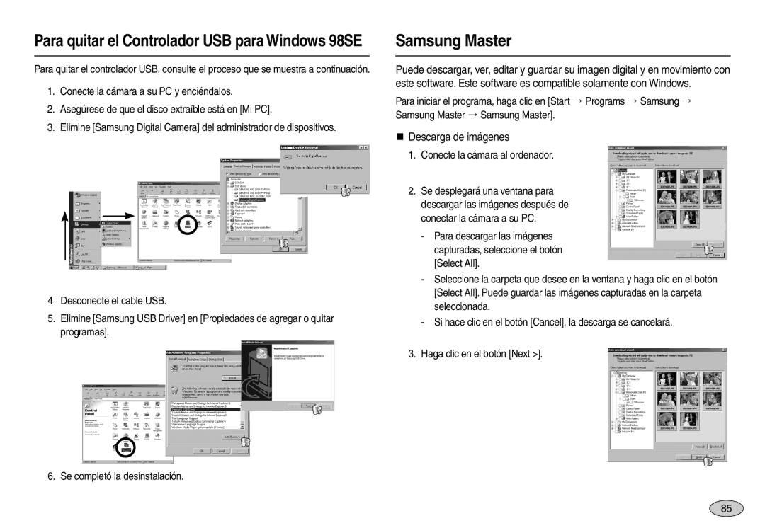 Samsung EC-L100ZSFC/E1, EC-L100ZUDA/E3, EC-L100ZBDA/E3, EC-L100ZSDA/E3, EC-L100ZRDA/E3 Samsung Master, „ Descarga de imágenes 