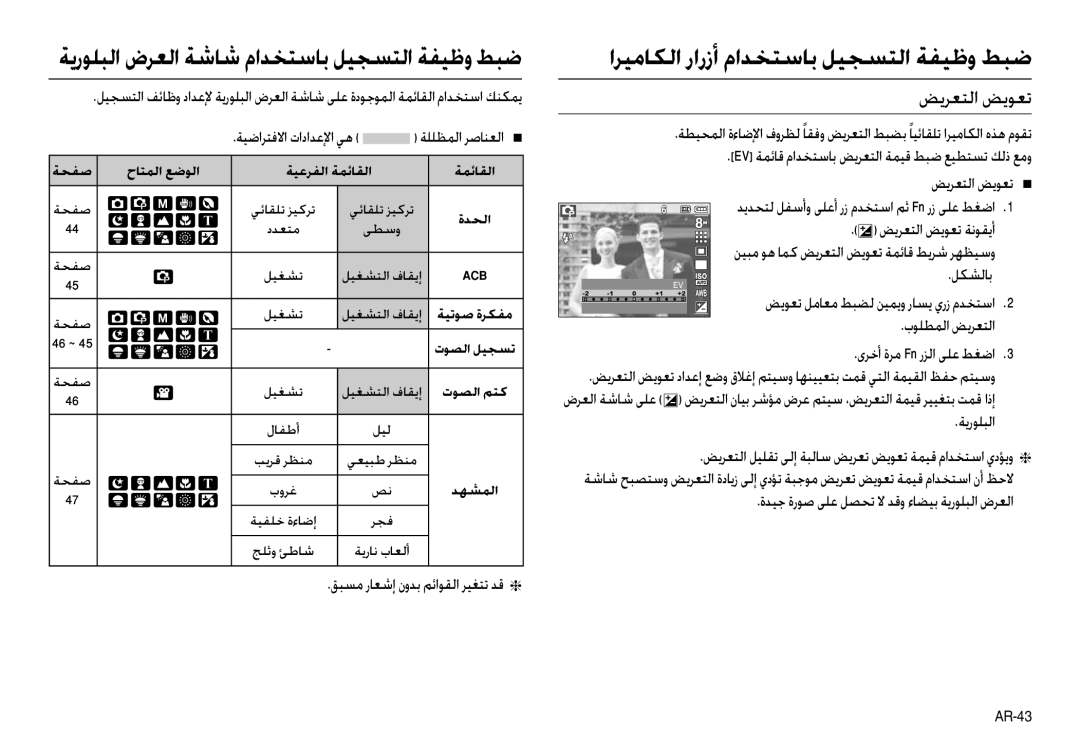 Samsung EC-L100ZSFA/AS, EC-L100ZUDA/E3, EC-L100ZBDA/E3, EC-L100ZUBA/E2, EC-L100ZBBA/FR, EC-L100ZUBA/FR manual ﺾﻳﺮﻌﺘﻟا ﺾﻳﻮﻌﺗ 