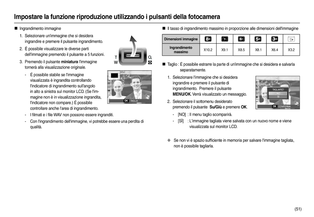 Samsung EC-L100ZPFB/IT, EC-L100ZUDA/E3, EC-L100ZBDA/E3, EC-L100ZUBA/E2 Qualità, Dimensioni immagine Ingrandimento, Massimo 