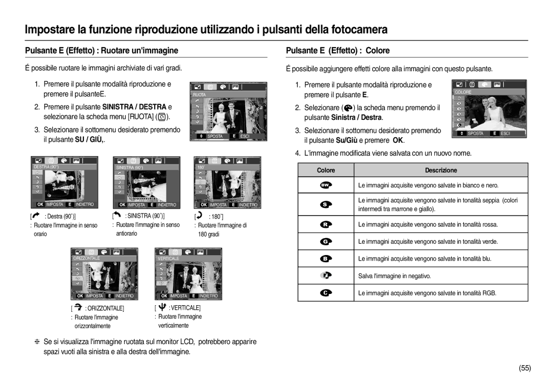 Samsung EC-L100ZUFA/IT, EC-L100ZUDA/E3, EC-L100ZBDA/E3 manual Possibile ruotare le immagini archiviate di vari gradi 