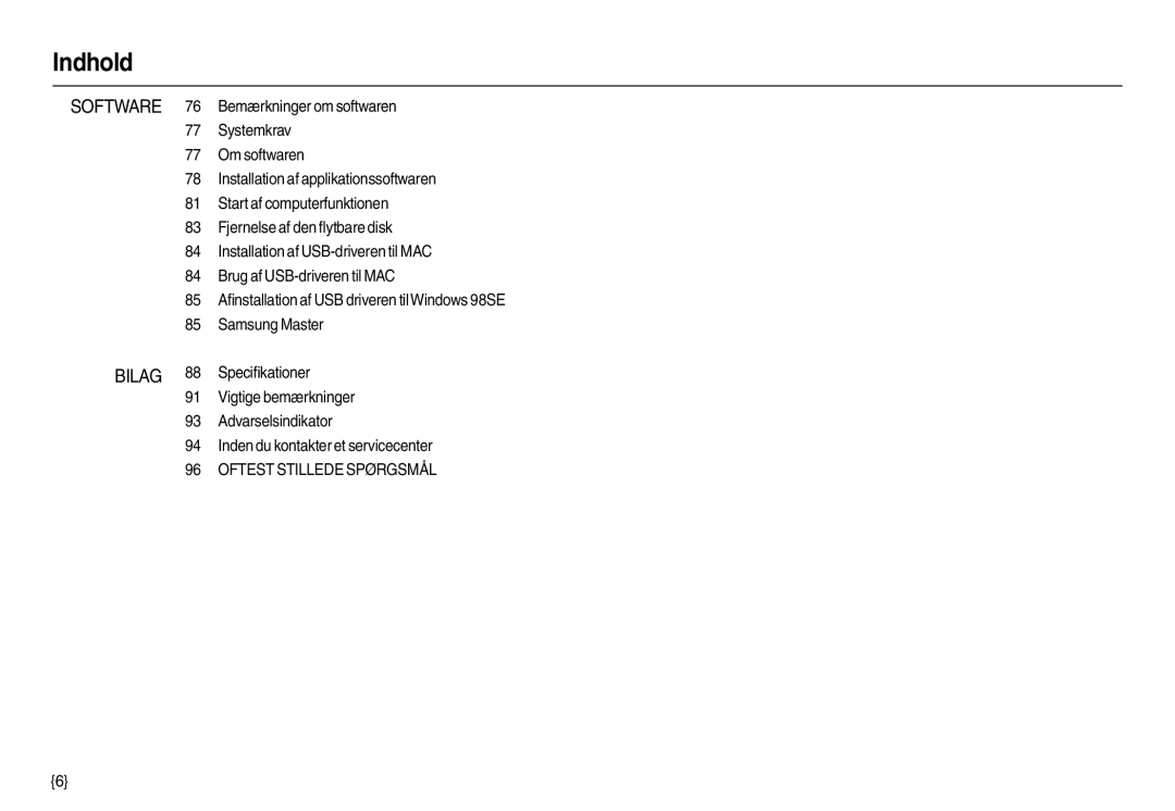 Samsung EC-L100ZPDA/E3, EC-L100ZUDA/E3, EC-L100ZBDA/E3, EC-L100ZUBA/E2, EC-L100ZSBA/E2 manual Oftest Stillede Spørgsmål 