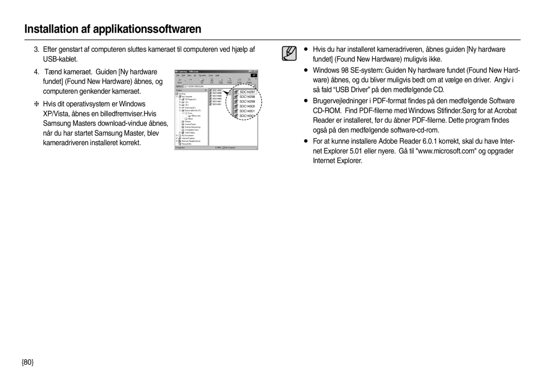 Samsung EC-L100ZSBA/E2, EC-L100ZUDA/E3, EC-L100ZBDA/E3, EC-L100ZUBA/E2, EC-L100ZSDA/E3 Installation af applikationssoftwaren 