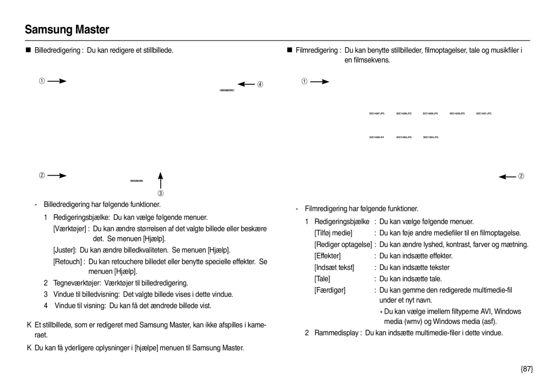 Samsung EC-L100ZSFA/E2, EC-L100ZUDA/E3 manual Under et nyt navn, Rammedisplay Du kan indsætte multimedie-ﬁler i dette vindue 