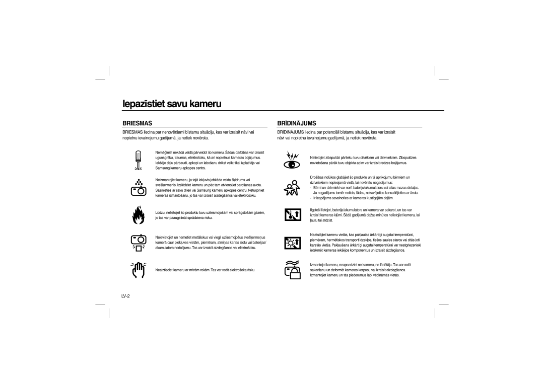 Samsung EC-L100ZUBB/E1, EC-L100ZUDA/E3, EC-L100ZSFA/FR, EC-L100ZBDA/E3, EC-L100ZUBA/E2, EC-L100ZBBA/FR manual Briesmas, LV-2 