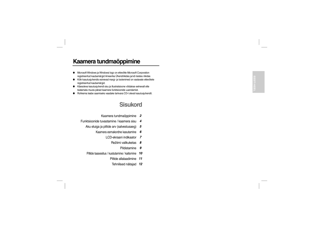 Samsung EC-L100ZPBA/TR, EC-L100ZUDA/E3, EC-L100ZSFA/FR Kaamera tundmaõppimine, Funktsioonide tuvastamine / kaamera sisu 