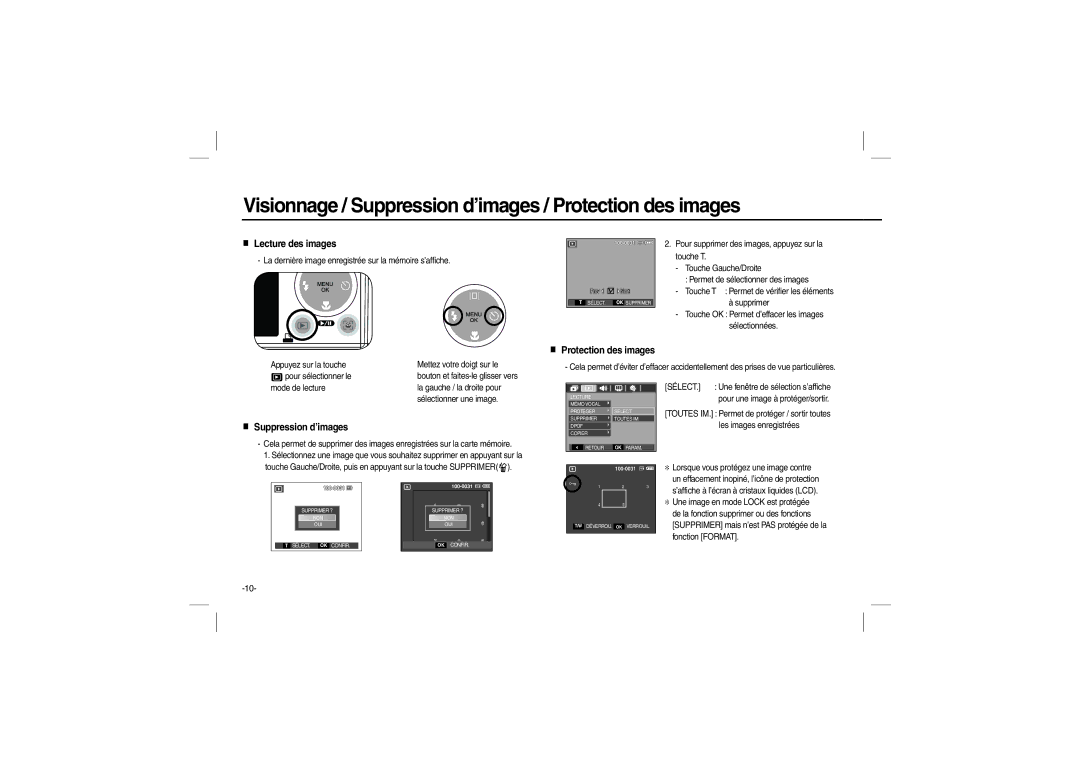 Samsung EC-L100ZRFA/IT, EC-L100ZUAA Visionnage / Suppression d’images / Protection des images, Lecture des images, Sélect 