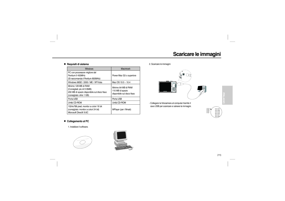 Samsung EC-L100ZSFB/E1, EC-L100ZUDA/E3, EC-L100ZSFA/FR, EC-L100ZBDA/E3 manual Scaricare le immagini, Requisiti di sistema 