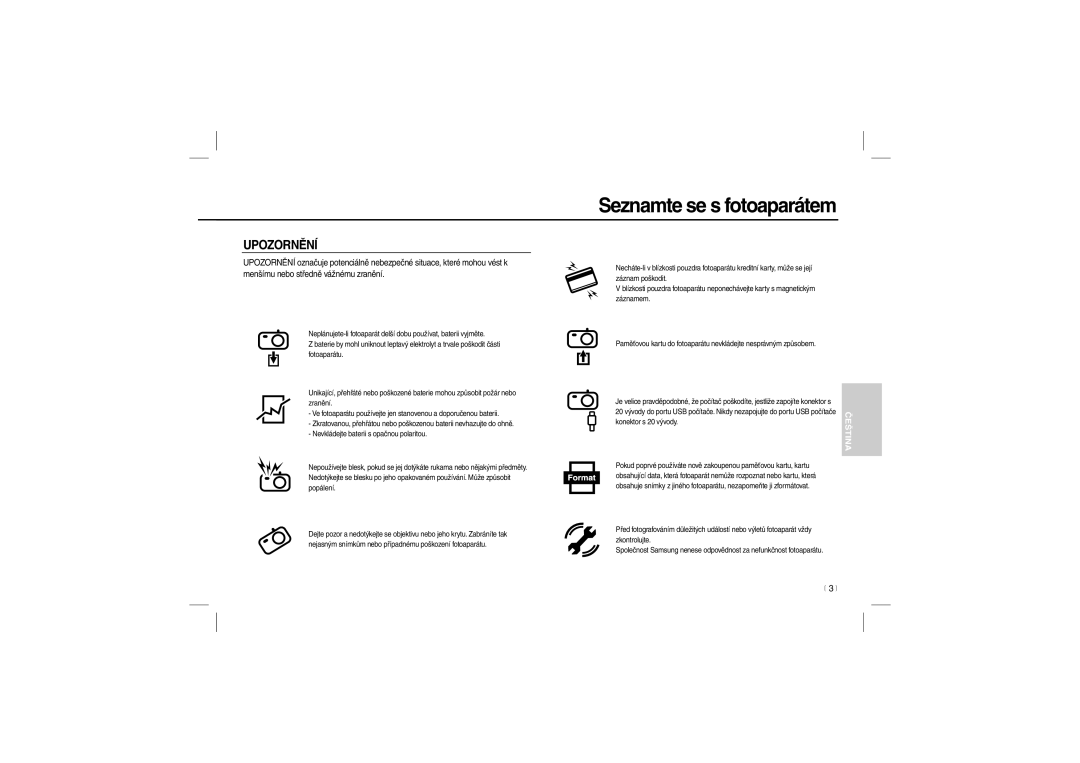 Samsung EC-L100ZRBA/RU, EC-L100ZUDA/E3, EC-L100ZSFA/FR, EC-L100ZBDA/E3, EC-L100ZUBA/E2, EC-L100ZBBA/FR, EC-L100ZUAA Upozornění 